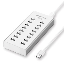 USB ჰაბი UGREEN 20298, 16 Port USB 2.0 Hub With 1m Cable, White